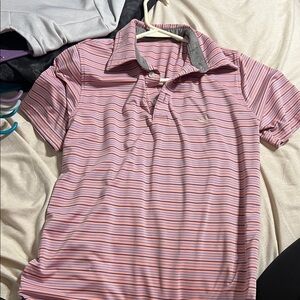 Southern Marsh Youth Pink and Blue Striped Polo